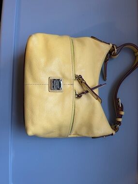 Dooney & Bourke Yellow Pebble Leather Shoulder Hobo with dust bag